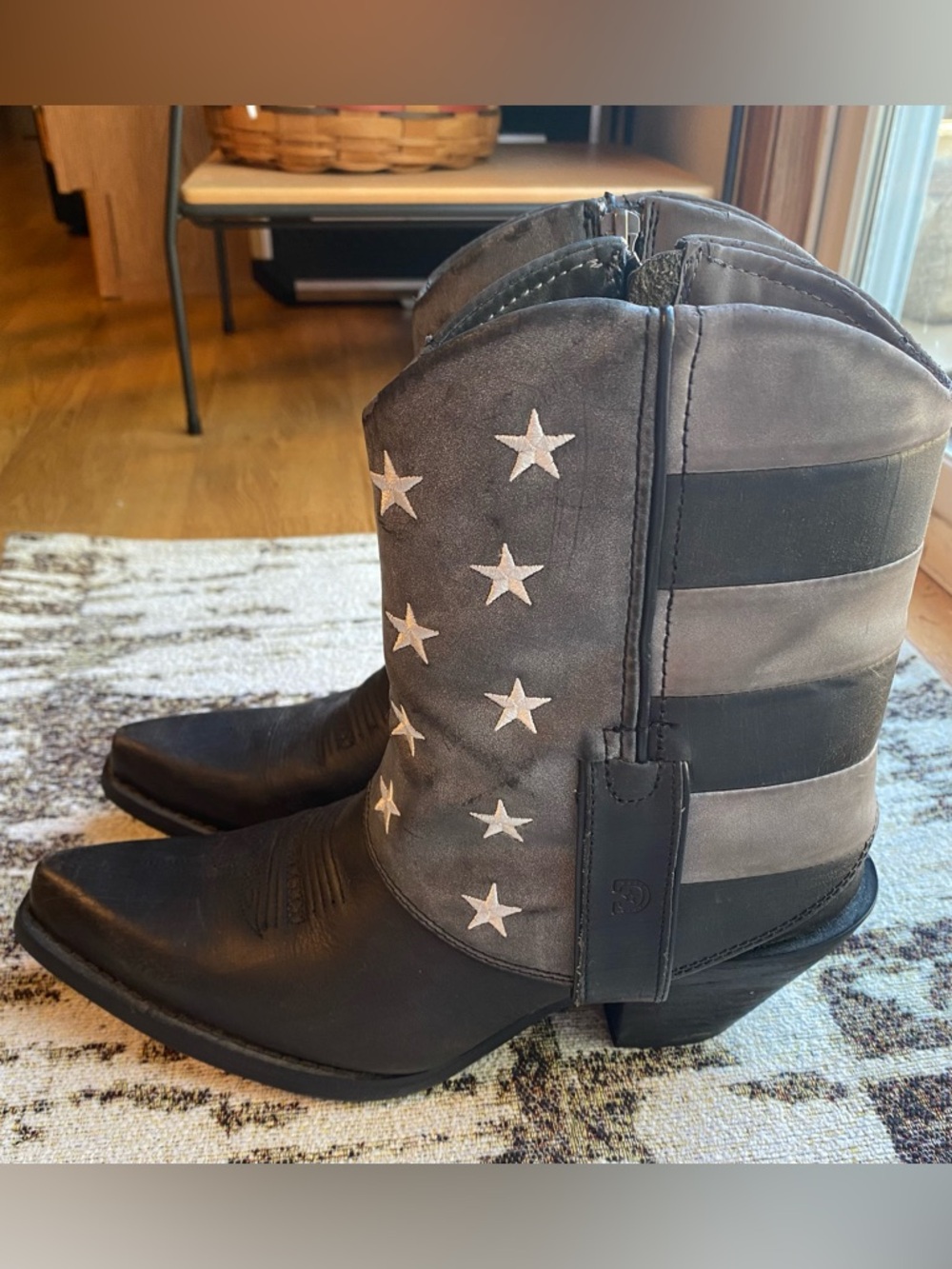 Durango Crush Black Gray Faded Flag Western Booties 6.5 cowgirl western grunge - Picture 5 of 16